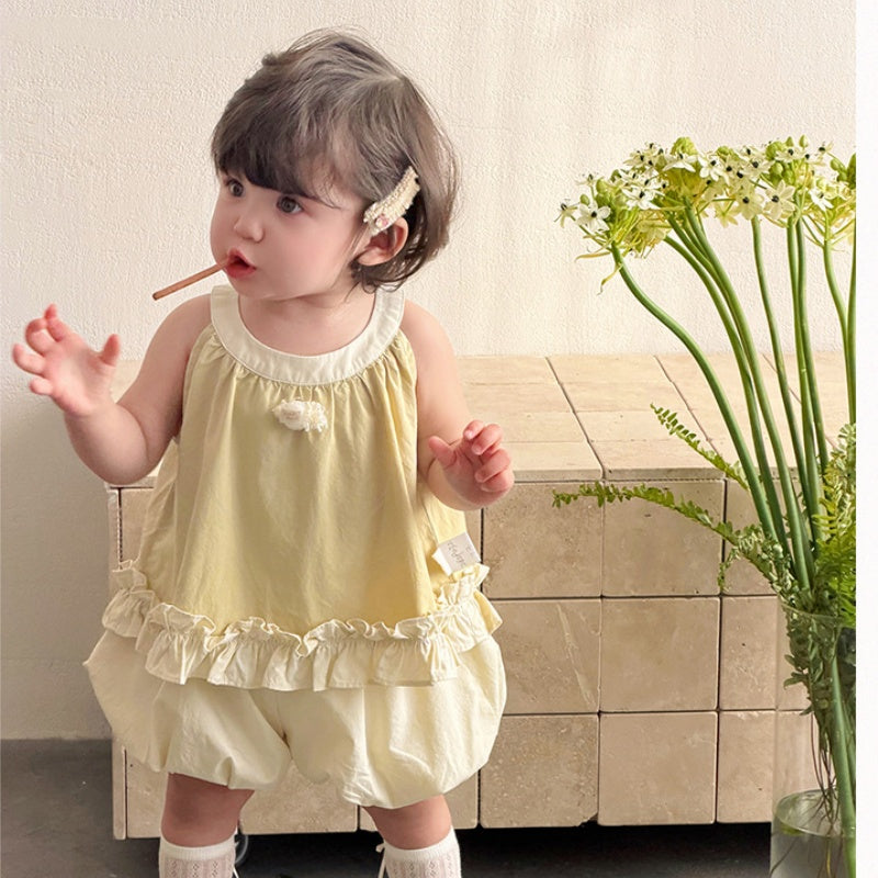 【BABY&KID】夏新作フリルノースリーブセットアップSK104801