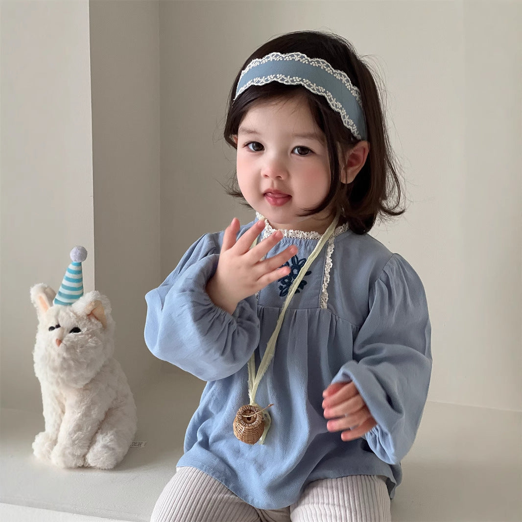 【BABY】刺繍ブラウス、リブベルボトムパンツSK100836