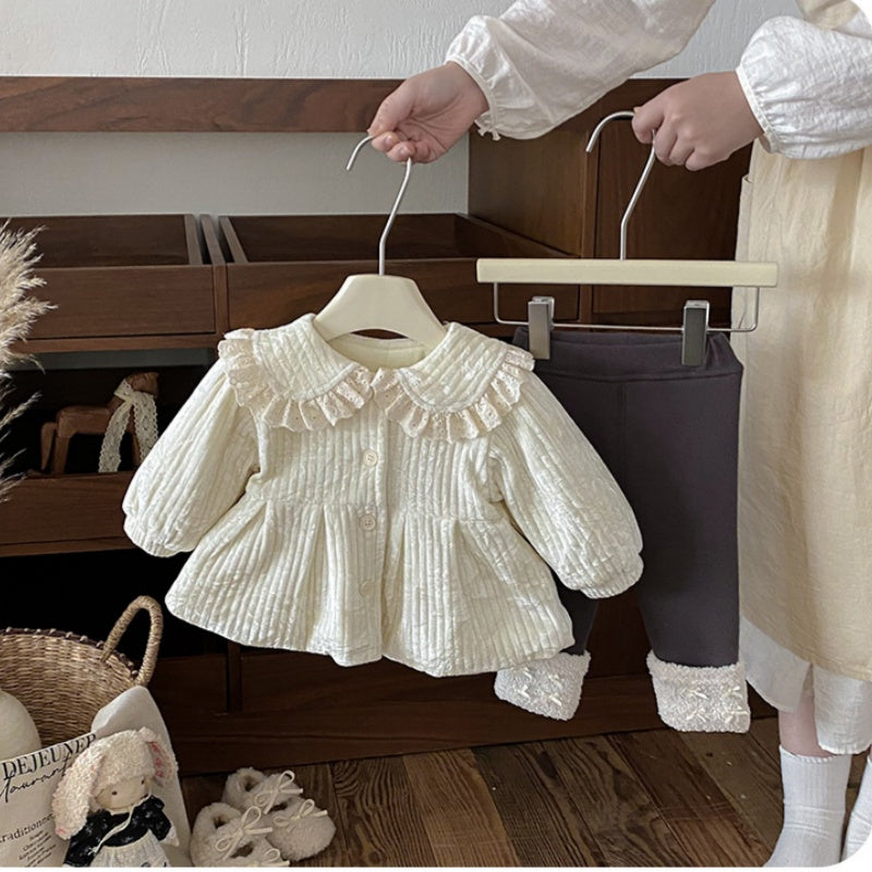 【BABY】冬新作フリル襟裏起毛ジャケットSK102725