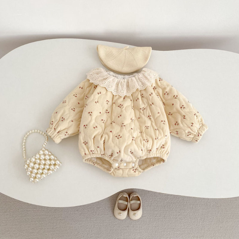 【BABY】冬新作レースカラーパッドプリントロンパースSK102405