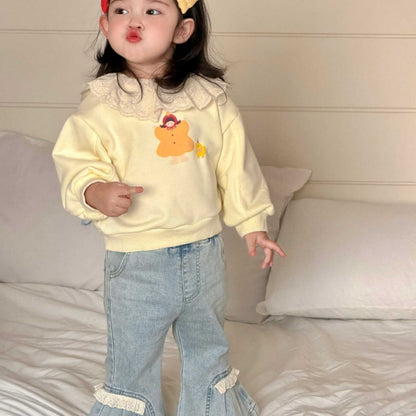【BABY&KID】レース襟カートゥーンスウェット、デニムパンツSK104313