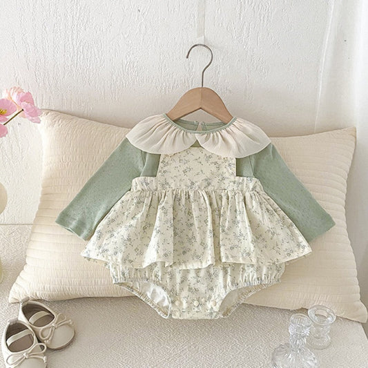 【BABY】花柄サロペットロンパース＆チュール襟ロンTSK104206