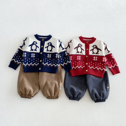 【BABY&KID】冬新作ペンギンニットカーディガンSK108504