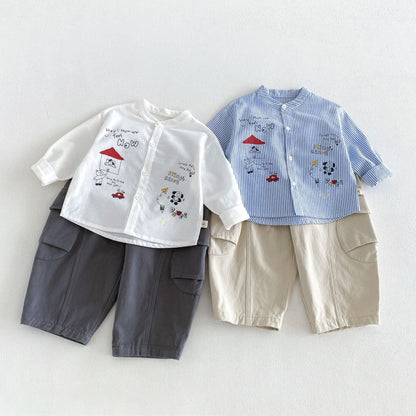 【BABY&KID】カートゥーンプリントシャツ、カジュアルパンツSK107216
