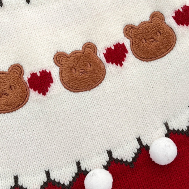 【BABY】冬新作くまハート柄ニットカバーオールSK103217