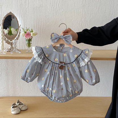 【姉妹服】チェックくまロンパース、ワンピースSK101121