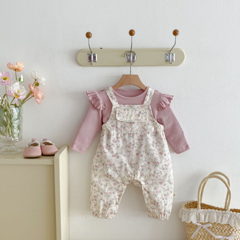 【BABY】花柄ポケットサロペット、トップスSK092532