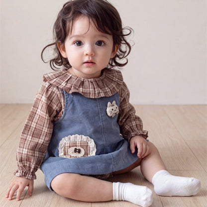 【BABY】チェックシャツ＆デニムジャンパースカートSK107806