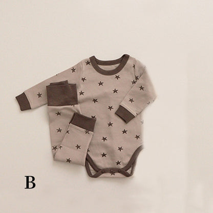 【BABY】北欧風星、月柄ロンパース&レギンスSK101328