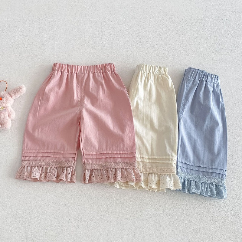 【BABY&KID】夏新作 無地レース裾パンツSK105213