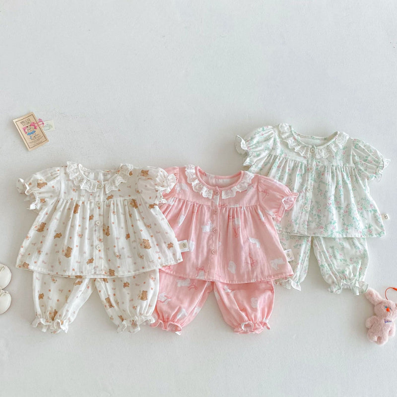 【BABY&KID】夏新作 ウサギ柄可愛いセットアップSK070217