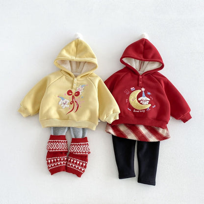 【BABY&KID】冬新作カートゥーンワッペンフード付きトレーナーSK108522