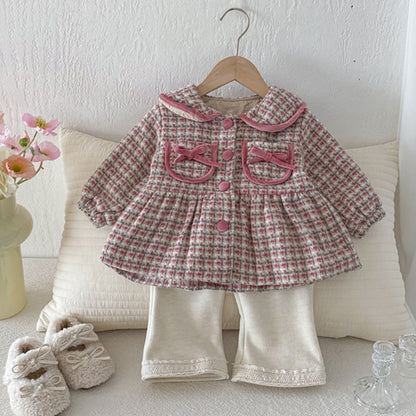 【BABY】冬新作チェック柄ウール中綿コートSK102722