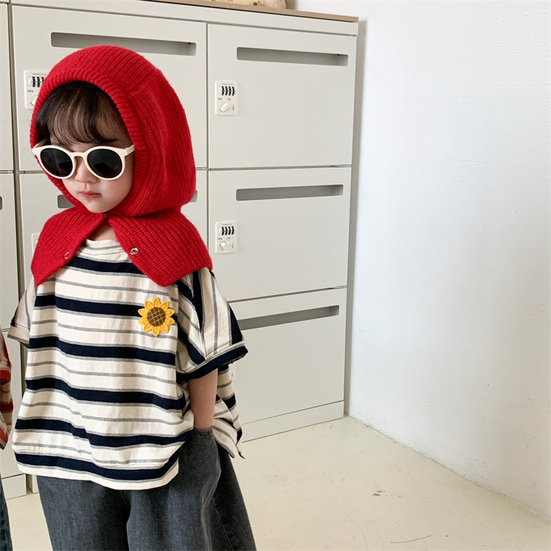 【BABY&KID】夏新作 ひまわりボーダーシャツSK080504
