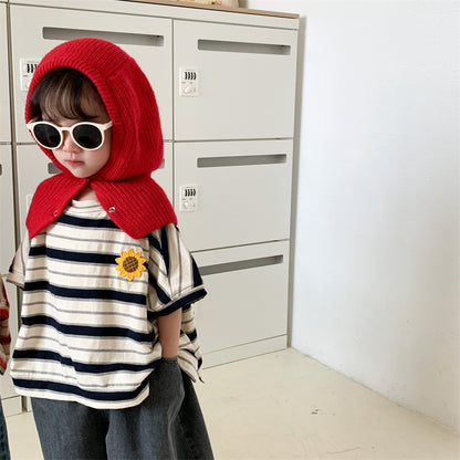 【BABY&KID】夏新作 ひまわりボーダーシャツSK080504