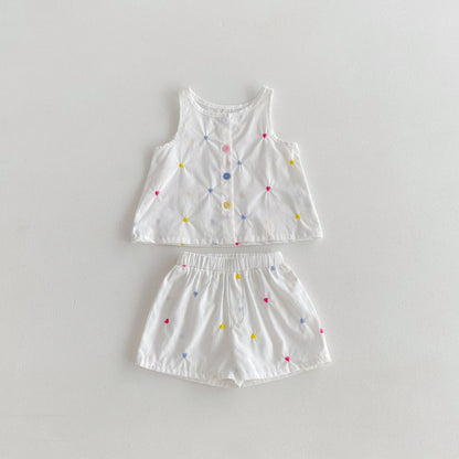【BABY】夏新作 カラフルハート刺繍セットアップSK092214