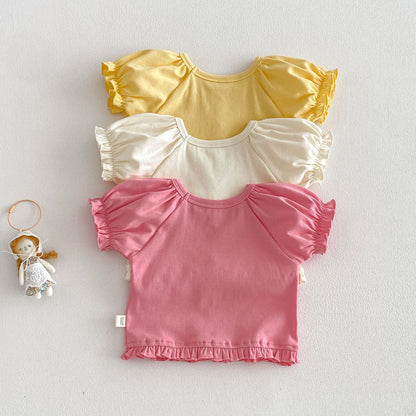 【BABY&KID】夏新作 スウィートパフスリーブTシャツSK105106
