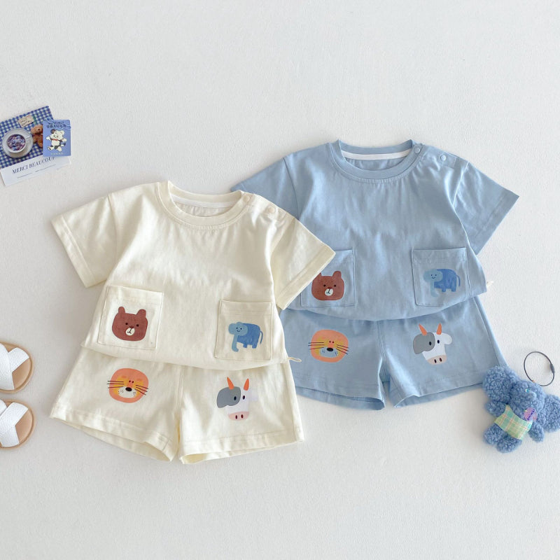 【BABY&KID】夏新作 アニマル柄ショートセットアップSK070212