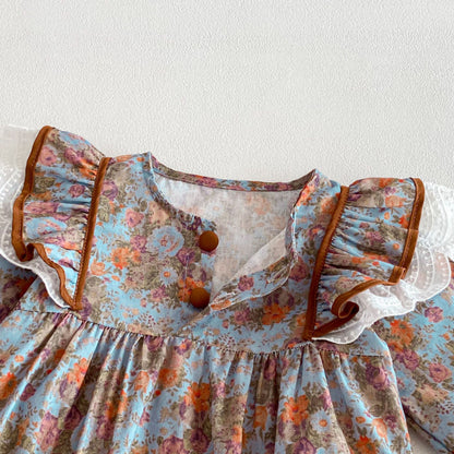 【BABY】レトロ小花柄ロンパースSK103614