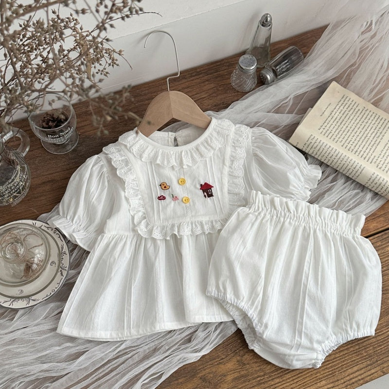 【BABY】夏新作ひよこハウス刺繍セットアップSK106006