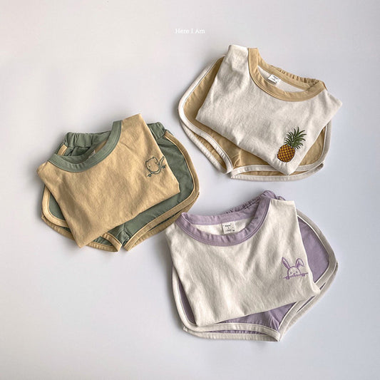 【BABY】夏新作 カートゥーン刺繍セットアップSK082704