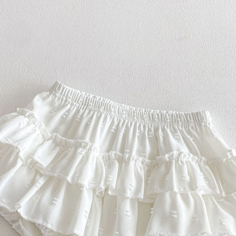 【BABY】夏新作丸襟ストライプノースリーブシャツ＆フリルショートパンツSK104618