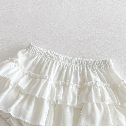 【BABY】夏新作丸襟ストライプノースリーブシャツ＆フリルショートパンツSK104618