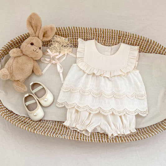 【BABY&KID】夏新作 おしゃれ刺繍ノースリーブセットアップSK071926