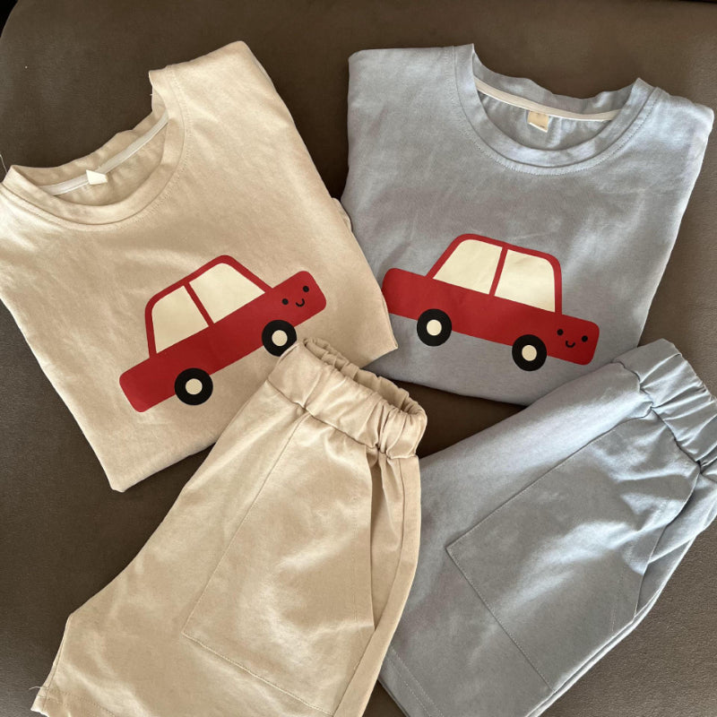 【BABY＆KID】夏新作 カートゥーンカーセットアップSK063008