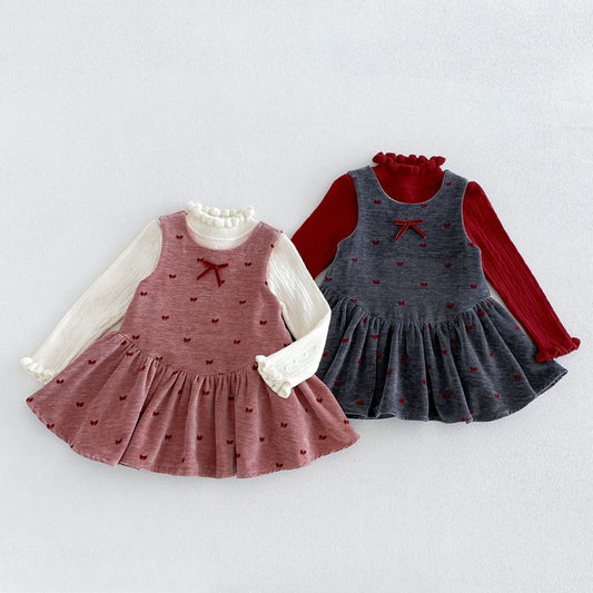 【BABY&KID】冬新作蝶結び裏起毛ワンピース、ハイネックニットSK107728