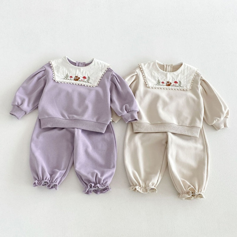 【BABY&KID】刺繍スクエアネックセットアップSK106608