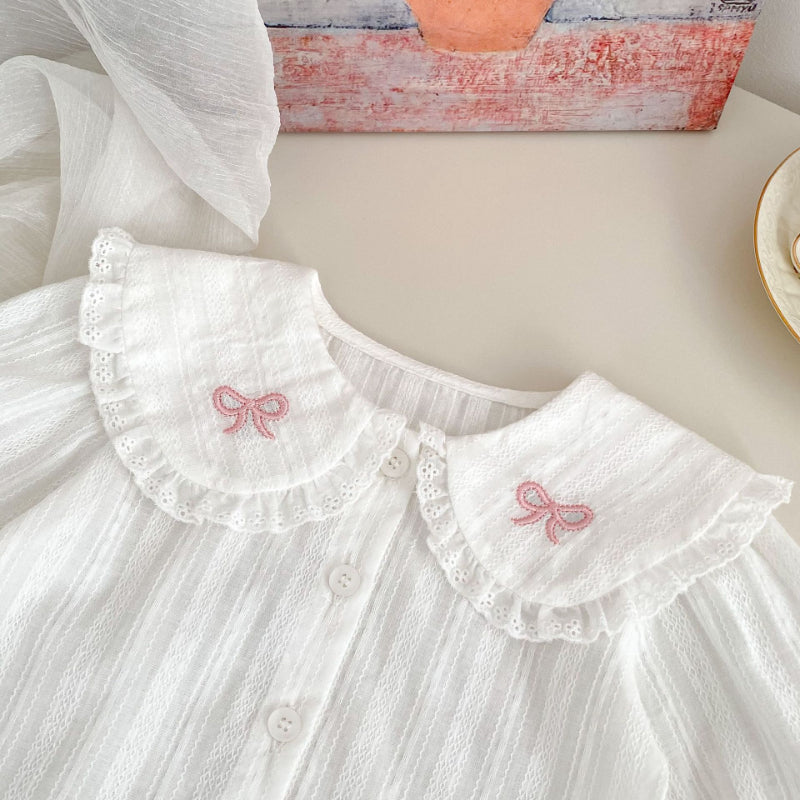 【BABY】リボンサロペット、リボン刺繍襟ブラウスSK100834