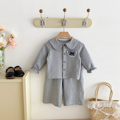 【BABY&KID】長袖ガールシャツ＆フレアパンツSK092438