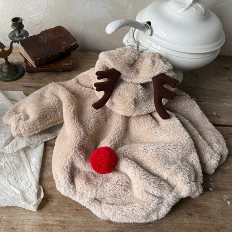 【BABY】トナカイ角付き裏起毛ロンパースSK102821