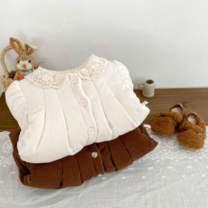 【BABY&KID】冬新作レース襟裏起毛コットンコートSK102731