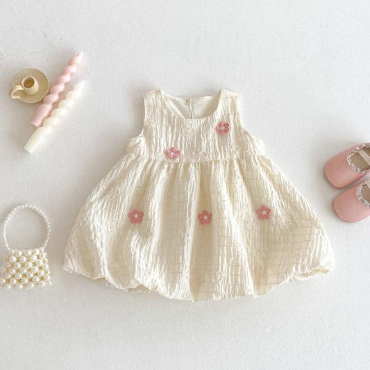 【BABY&KID】夏新作 立体フラワーノースリーブワンピースSK070507