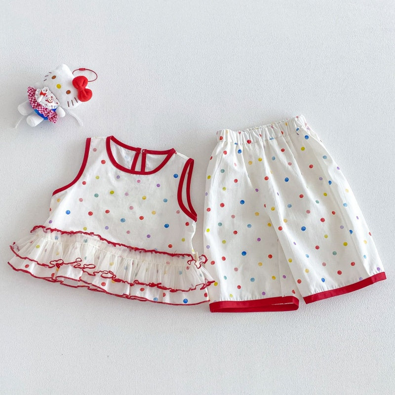 【BABY&KID】夏新作フリルドットセットアップSK105915