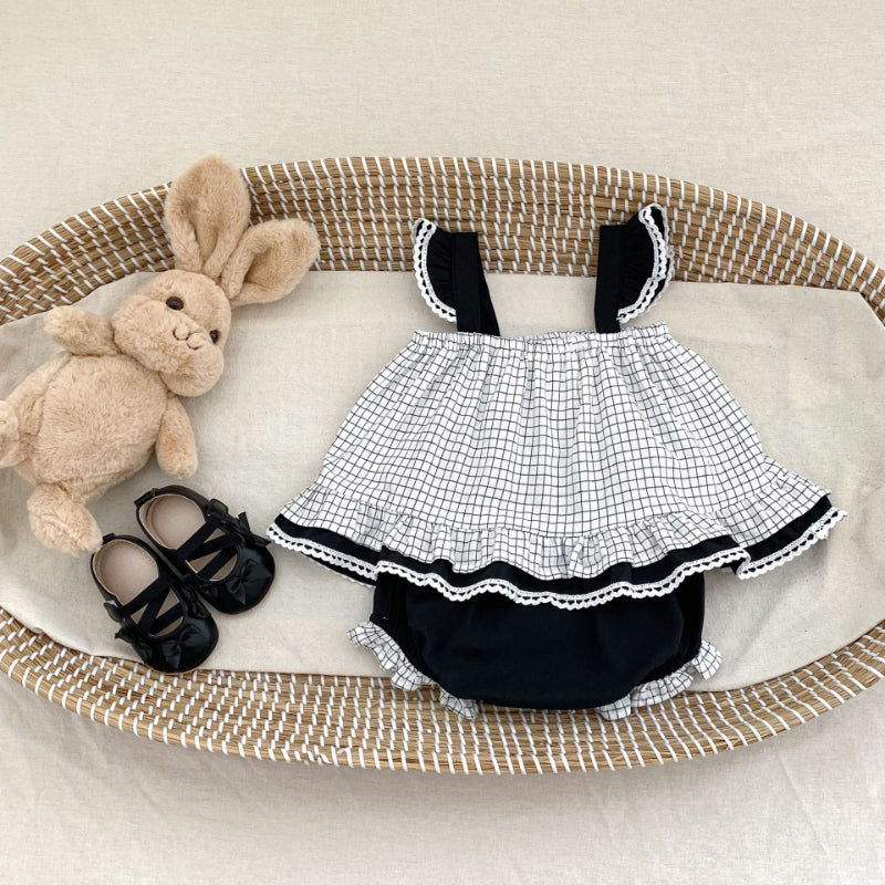 【BABY&KID】夏新作 チェック柄リボンセットアップSK071924