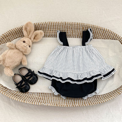 【BABY&KID】夏新作 チェック柄リボンセットアップSK071924