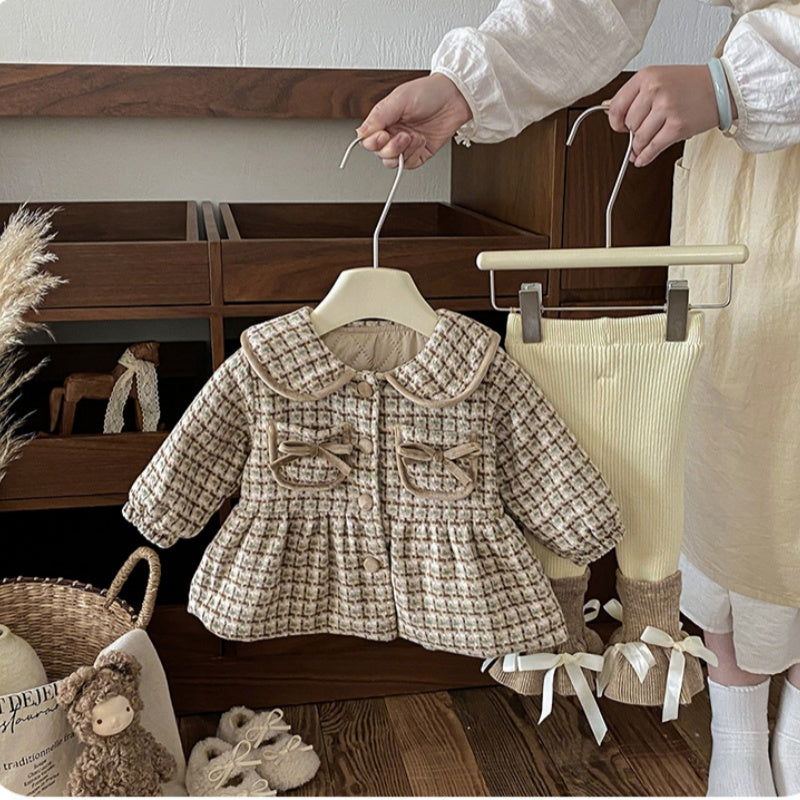 【BABY】冬新作リボンポケットウール中綿コートSK102727