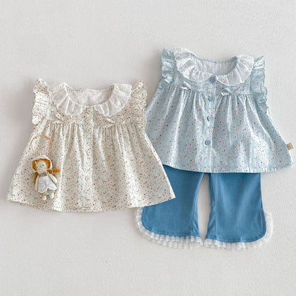 【BABY&KID】夏新作小花柄フリルスリーブブラウスSK105519