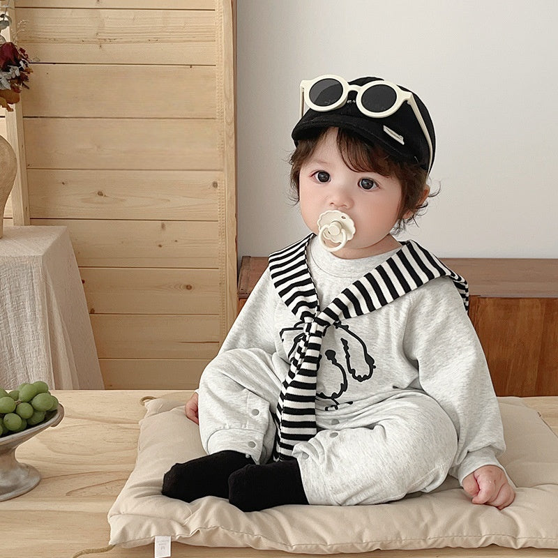 【BABY】英字＆子犬柄ケープ付きカバーオールSK102409