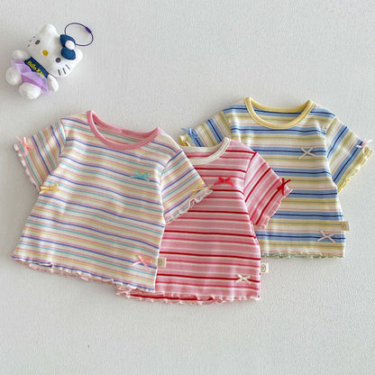 【BABY&KID】夏新作 配色ボーダーTシャツSK105101