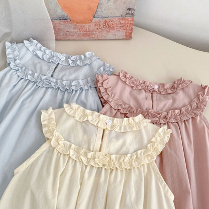 【BABY】夏新作うさぎ刺繍フリルロンパースSK105507