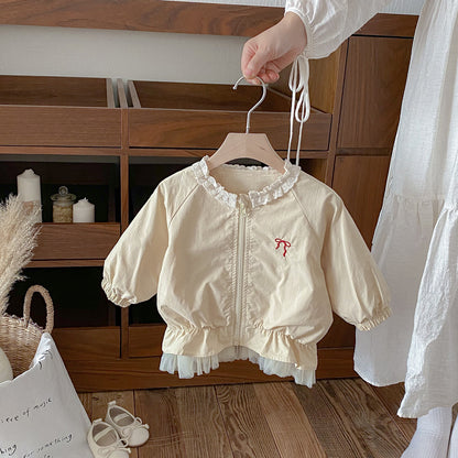 【BABY】蝶結び刺繍チュール縁アウターSK100450