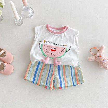 【BABY&KID】夏新作 スイカベスト、レインボーショーツSK080610