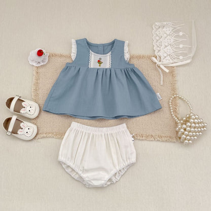 【BABY&KID】夏新作 韓国風花刺繍セットアップ、ワンピースSK104931