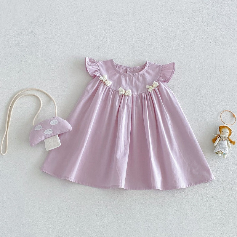 【BABY&KID】夏新作フリルスリーブワンピース＆きのこショルダーバッグSK106114