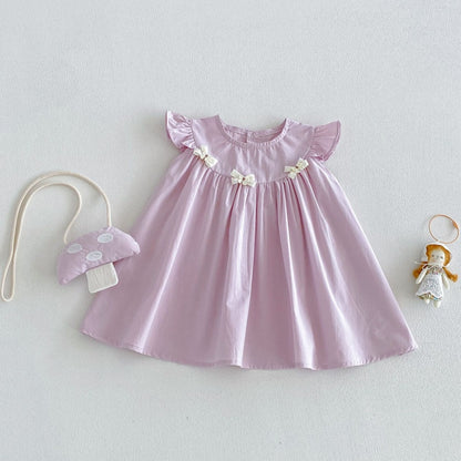 【BABY&KID】夏新作フリルスリーブワンピース＆きのこショルダーバッグSK106114