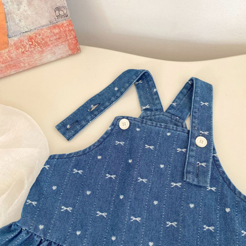 【BABY&KID】リボンジャンパースカート、さくらんぼ刺繍襟ＴシャツSK100843